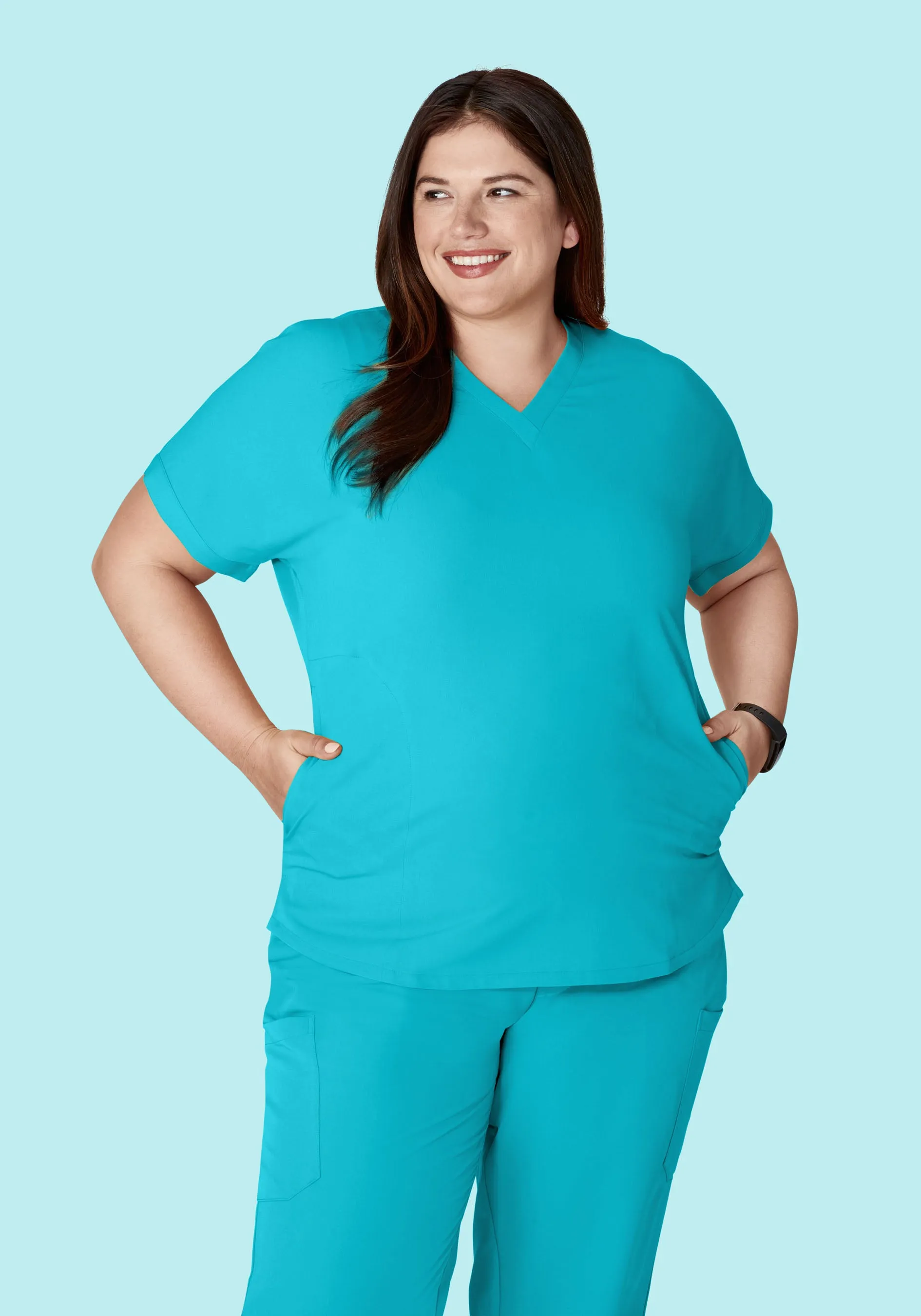 Oversized V Neck Top Teal